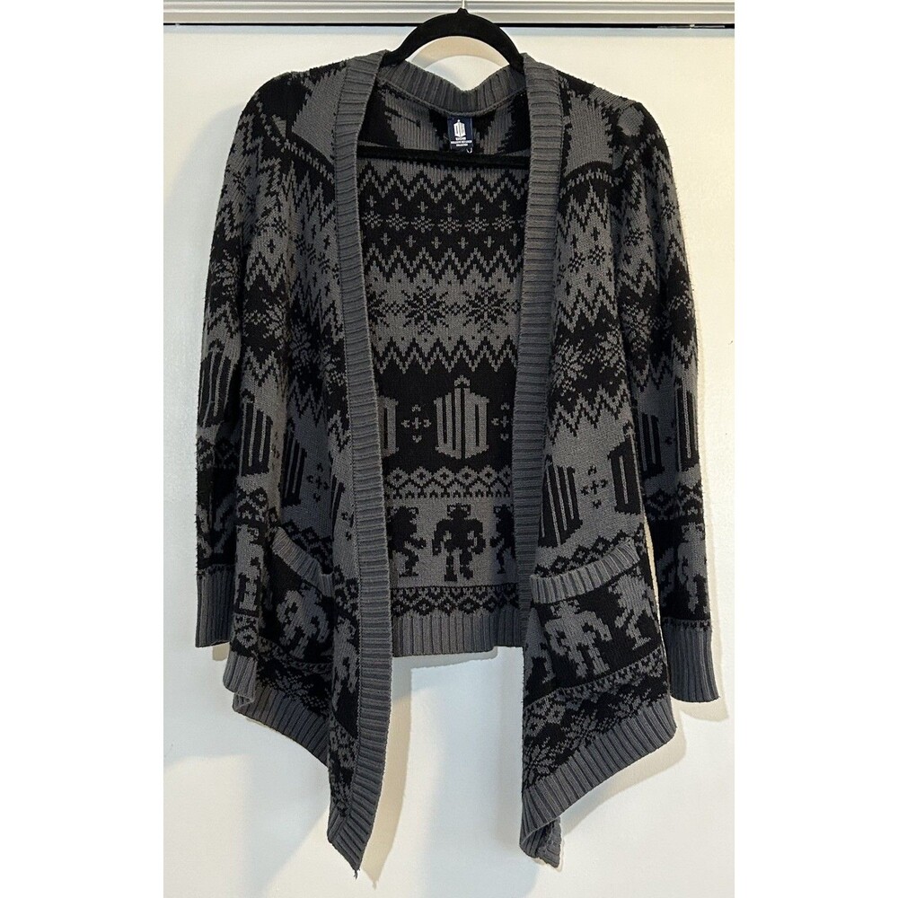 BBC Licensed Doctor Who Fair Isle TARDIS Knitted Open Cardigan Extra Small XS